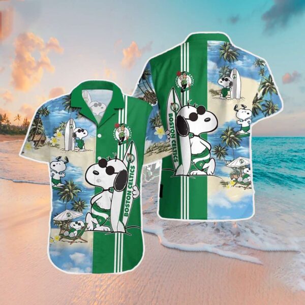 Boston Celtics Snoopy Surfing Summer NBA Basketball Hawaiian Shirt