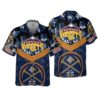 Denver Nuggets Tropical Leaves Dark Blue Hawaiian Shirt