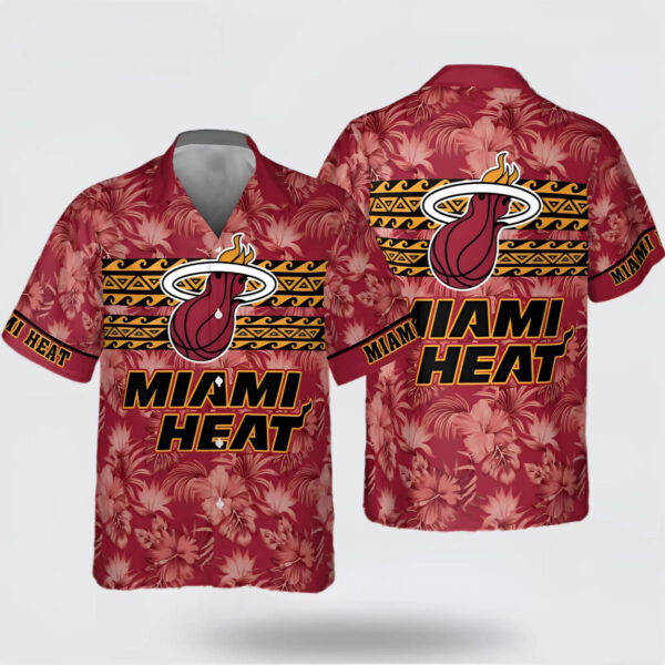 Miami Heat National Basketball Association 2024 Hibiscus Pattern AOP Hawaiian Shirt Teecharis 1 1