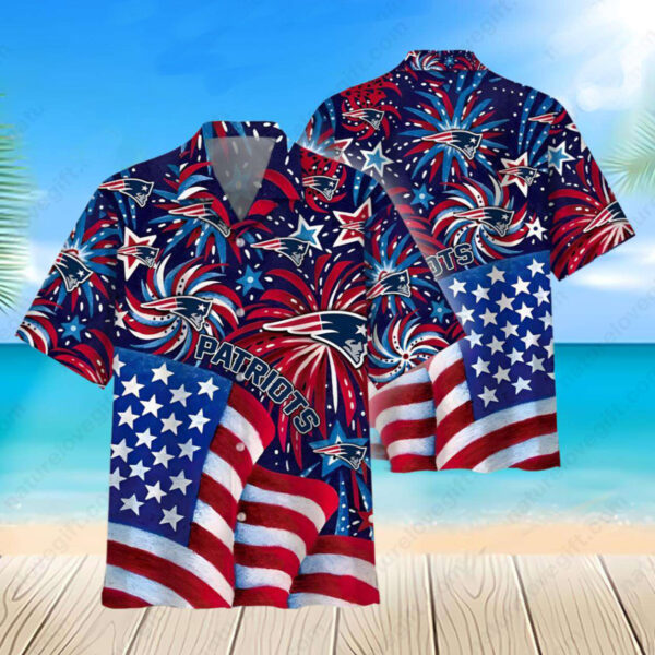 NFL New England Patriots Firework Patriotic Hawaiian Shirt 1