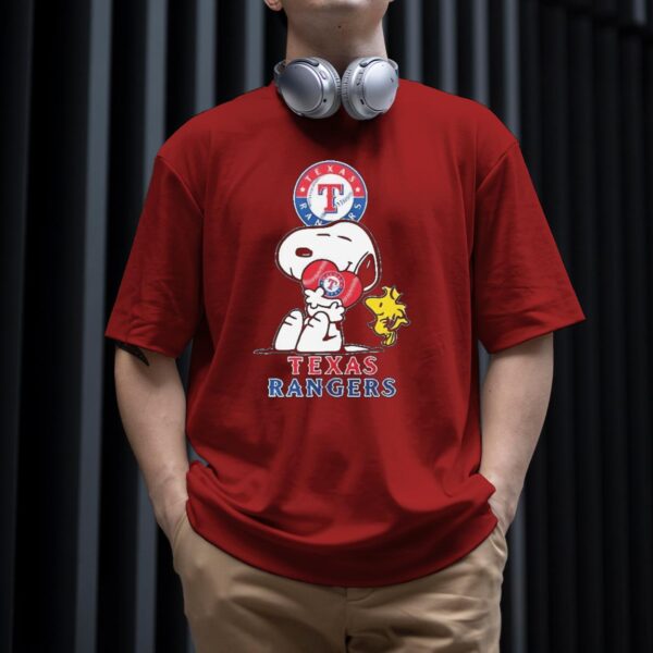 Texas Rangers Snoopy Hug Heart Baseball MLB Shirt 2